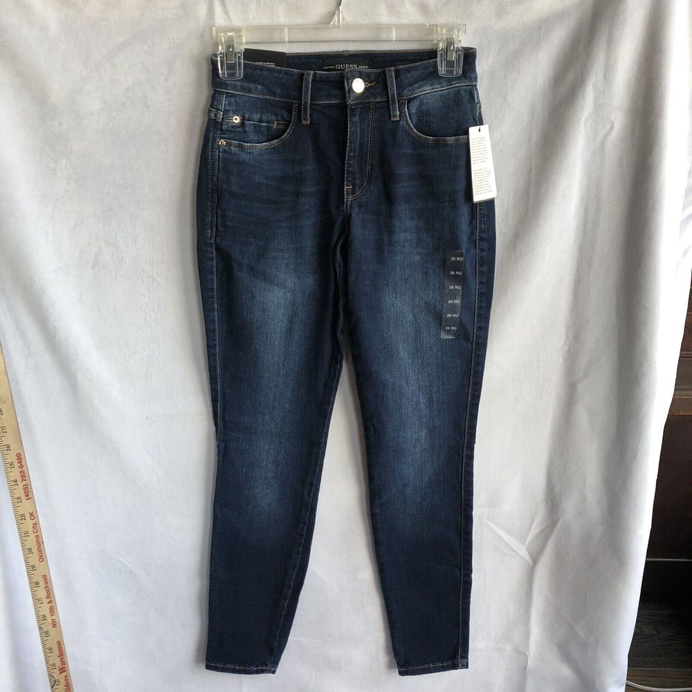 NWT Guess Mid-Rise Sexy Curve Blue Jeans"Cumberland" Med Wash MSRP $98, Size 26